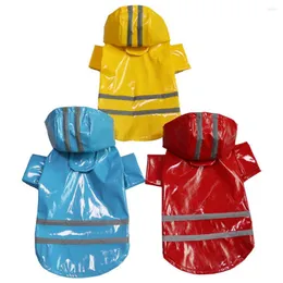 Dog Apparel Pets Clothes Hooded Raincoat Reflective Strip Puppy Rain Coat Outdoor PU Waterproof Small Jackets Pug Cat Clothing