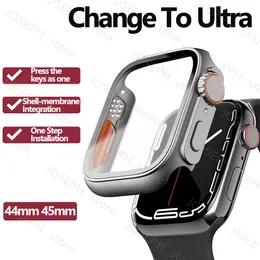 Other Fashion Accessories Case+Glass for Apple Watch Change to Ultra Integrated iwatch 7 8 45mm 4 5 6 SE 44mm Screen Protector Cover Upgrade to Ultra 49mm J230413