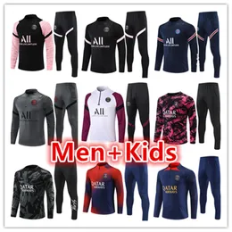 21 22 23 24 Psges Mbappe Soccer Jersey Tracksuit 2023 2024 Classic Style Paris Training Suit Half Pull Long Sergio Ramos Verratti icardi adult Kids