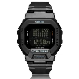 Nowy sportowy sportowy sportowy sport Square Square Black Luminous Digital Watch Big Dial 50 Wodoodporne cyfrowe zegarki