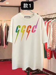 メンズデザイナーシャツファッション服女性TシャツポロシャツクラシックライトニングプリントコットンTシャツラウンドネックショートスリーブカジュアルシャツトップ女性アパレル