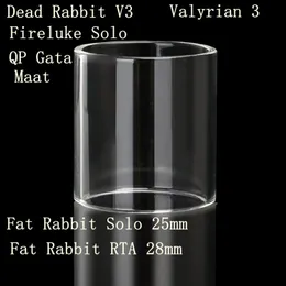 Replacement Pyrex Flat Normal Glass Tube Fit For Hellvape Dead Rabbit V3 Voopoo Maat Fireluke Solo QP Gata Uwell Valyrian 3 Fat Rabbit Solo RTA 28mm DHL