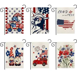 Decorative Objects Figurines 30x45cm American Independence Day Linen Garden Flag USA National Day Hanging Flag Courtyard Decoration 4th Of July Garden Flag Z0413