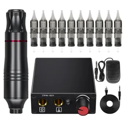 Máquina de tatuaje Kit profesional Mini Power Rotary Pen Set con cartucho universal para tatuador 231113