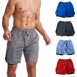 Running Shorts Men's 2 In 1 Workout Training Gym kort med Pocket Mens PR -försäljning