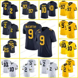 9 JJ McCarthy College Michigan Wolverines Jersey Corum 2 Woodson 10 Tom Brady 97 Aidan Hutchinson Peppers Footbil