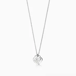 designer jewelry necklace Classic T High Edition s925 Sterling Silver Double Heart Charm Drop Glue Set Diamond Plated Love Necklace