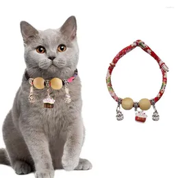 Cat Collars Cartoon Printed Bell Collar Natural Pet Insect Repellent Mosquito Adjustable Puppy Kittens Necklace