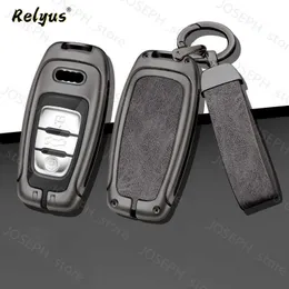 حلقات مفتاح Zinc Alloy Alloy Leather Care Cover لـ Audi A1 A3 8V A4 B8 B9 A5 A6 C7 A7 A8 Q3 Q5 S4 S6 S7 S8 R8 TT keychain chain j230413