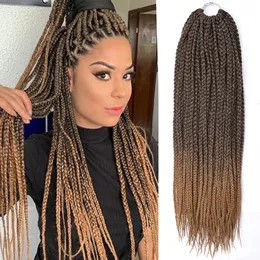Boxflätor virkade hår ombre syntetiska flätande hårförlängningar virkade flätor hår för afrikanska flätor brun för svarta kvinnor