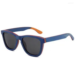 Okulary przeciwsłoneczne 18 kolorowe drewno mężczyźni kobiety kwadrat drewniane lustro okulary przeciwsłoneczne retro de sol masculino 2023 Ręcznie robione okulary