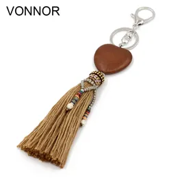 Keychains Lanyards Fashion Women Bag Accessories Pendant Heartshaped Stone Tassel Key Chain Female Gift Boho Jewelry Car Keychain 230413