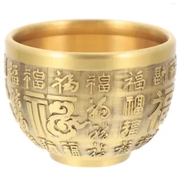 Schalen Holy Water Bowl Chinese Treasure Basin Desktop Schmuckanbieten Bürodekoration Gold Messing Home Tabletop