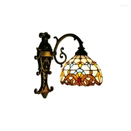 Настенный светильник в европейском стиле, ретро-фон, балкон, коридор, зеркало для ванной комнаты, переднее зеркало из кованого железа, стекло, шнурок