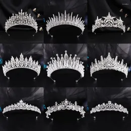 Pinzas para el cabello, Tiara de boda de cristal de lujo, corona nupcial con diamantes de imitación, diadema de Color plateado, velo, Tiaras, accesorios para novia, tocado