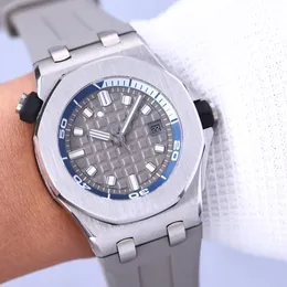 Мужские часы Автоматические механические часы 42 мм деловые наручные часы Сапфировые водонепроницаемые резиновые ремешки дизайн Montre de Luxe