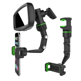 Biltelefonhållare Trim Multifunktionell 360 graders roterbar automatisk backspegelsäte Hängklämma Fäste Mobiltelefonhållare