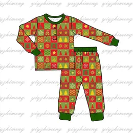 Pyjamas Christmas Pyjamas Baby Girls Boys Christmas Tree Plaid Mönster Hemförbättring Collection Boutique Barnkläder Syskon 231113