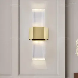 Lampy ścienne Postmodernistyczne duże kwadratowe lampy kryształowej prosta osobowość salonu sypialnia lekka luksus i atmosferyczne