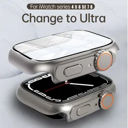 Andra modetillbehör ändras till Ultra för Apple Watch Case Tempered Glass Cover 8 7 6 5 4 45mm 44mm 41mm 40mm utseende uppgradering till Ultra 49mm Frame J230413