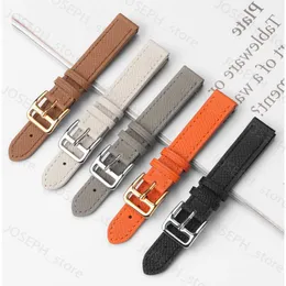 Other Fashion Accessories Handmade Pebbled Leather Watchband 14mm 16mm 18mm Black Gray Leather Strap H Buckle Watch Band women's Watch Accessories J230413