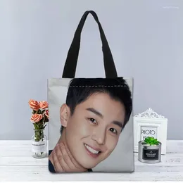 Evening Bags Custom Woo Jin Yeon KPOP Handbag Canvas Tote Shopping Travel Casual Useful Shoulder Bag Women 2.16