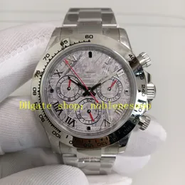 Autentyczne zdjęcie Męskie Chronograf Watch 40 mm meteorytowe Wybierz Białe złoto 116519 Bransoletka ze stali nierdzewnej 7750 Ruch Automatyczne zegarki Chrono Sport