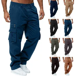 Men's Pants Cargo Trousers Elastic Waist Multi-Pocket Loose Combat Work Outdoor Fitness Sports Casual M-4xl Ropa Hombre