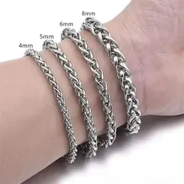 Hip Hop Titanium Steel Men's Cuban Chain Armband Hadmade rostfritt stål Länk Handkedjesmycken Armband 4mm 5mm 6mm 8mm