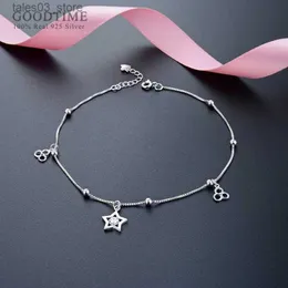 Ankiets Noble Women Anklet 925 Sterling Srebrna świeżo gwiazda Hollow Ankl Kulki Fashion Foot Akcesoria dla dziewczyny Q231113