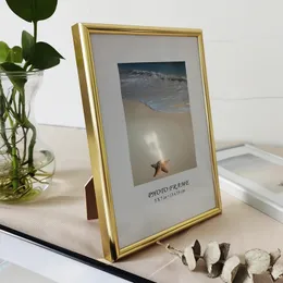 Frames Aluminum Small Po Frame For Wall Hanging With Plexiglass 9X13 13X18cm Metal Picture Pictures Decor 231113