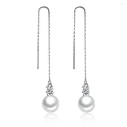Kolczyki Dangle Nehzy srebrne poszycie marka mody biżuteria upuszcza perła sześcienna korona ol słodka 8 mm