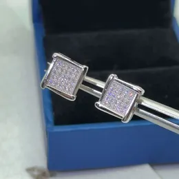 Orecchini con diamanti Hiphop Vvs Moissnite 925 Silver Square Full Moissanite Stud Accessori per orecchie da rapper classici