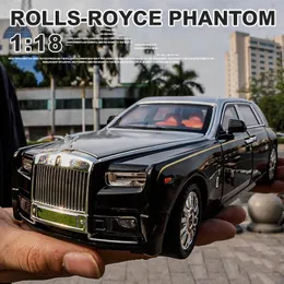 Литая под давлением модель автомобиля 1 18, большая модель автомобиля из сплава Rolls-Royce Phantom, имитация звука и света, игрушечный автомобиль с откатом, металлическая коллекция для мальчиков, украшение в подарок 231110