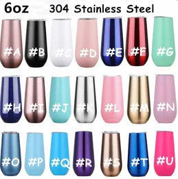 Wholesale! 21 Colors Shot Wine Glasses 6oz Egg Shape Wine Tumbler Mug Double Wall Stainless Steel Beer Cup Champagne Flutes with Lids B0024