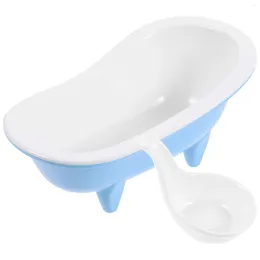 Tallrikar 1 Set Snack Bowl Desktop Candy Tray Bathtub Form Fruit Storage maträtt som serverar med sked