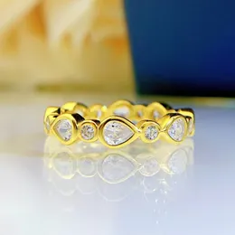 14 Karat Gold Diamant Ring 100% echtes 925 Sterling Silber Verlobung Ehering Ringe für Frauen Braut Party Versprechen Schmuck Geschenk