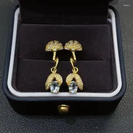 Dangle Küpeler Yulem Doğal Gökyüzü Mavi Topaz Damla Küpe 4x5mm ve 925 Sterling Gümüş ile Klasik Tasarım Takıları