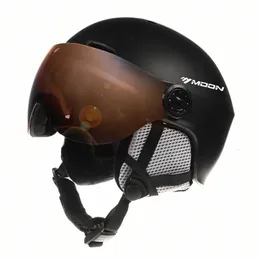 Capacetes de esqui 2-em-1 destacável escudo de vento capacete de esqui anti-nevoeiro anti-UV óculos de esqui integrados para snowboard 231113