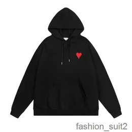 Amis Hoodie Tracksuit 스웨터 자수 A-Word Red Love Thin Round Neck Couple Paris Sweatshirt Long Sleeved Sports Suit 남자와 여자 디자이너 7 Somo