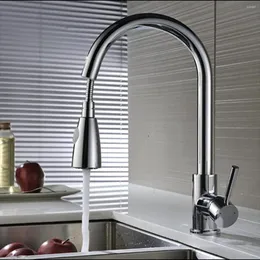 Kökskranar Modren drar ut sprayblandare Tap Basin Sink Faucet 360Rotation Copper Chrome Blandning med 2 inlopps kallt och