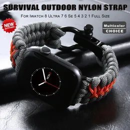Pulseira de nylon trançada Survival Outdoor para série 8 49mm 7 6 SE 5 4 3 41mm 45mm 40mm 44mm 42mm pulseira esportiva