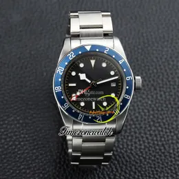 AMF 41 mm GMT M79830RB 79830 Zegarki męskie A2813 Automatyczne zegarek męskie M79833mn Black Dial Blue Bezel Stal Bransoletka zegarków TimeZoneWatch ATD006