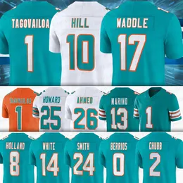 1 Tua Tagovailoa Football Miamis Jersey Dolphines Jaylen Waddle Tyreek Hill Dan Marino Jalen Ramsey Salvon Ahmed Devon Achane Raheem Mostert Bradley Chubb