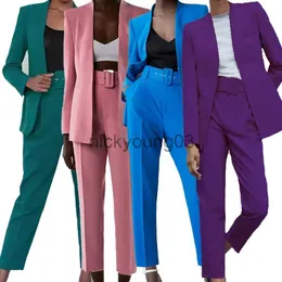 Zweiteilige Damenhose BMUEHMZA Damen Hot Selling New Simple and Fashion Solid Color Office Suit Coat und High Waist Pants J231113