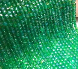 Luźne kamienie szlachetne naturalne brazylijskie zielone agat fasetowane koraliki kostki do biżuterii robienia kwadratowych kamiennych koralików igłowych bransoletka