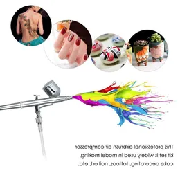 Freeshipping mini hava kompresör seti Çift Eylem Airbrush Yerçekimi Besleme Hava Fırça Kiti Manikür için Craft Cake Sprey Aracı Tırnak Aracı Seti OPRJC