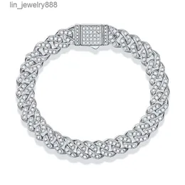 Bracelet cubain en argent Sterling S925 plaqué or Moissanite pour hommes et femmes, bijou de mariage de luxe incrusté de pierres précieuses