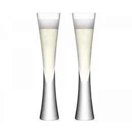 Tumblers 2 PcsSet Wedding Champagne Flutes Glitter Crystal Slim Waist Tulip Bubble Sparkling Wine Glass Aperitif Sherry Cup For Party 230413