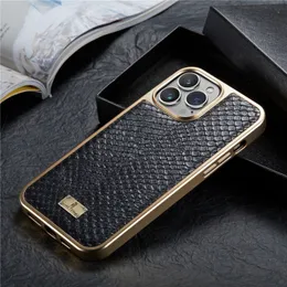 Luxury Snake Skin Pattern Vogue Phone Case för iPhone 15 Plus 14 13 12 11 Pro Max Hållbar Sturdy Stylish Full Protective Solid Leather Plating Back Cover Stock Propertupert